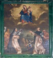 tableau : remise du Rosaire à saint Dominique et sainte Catherine de Sienne