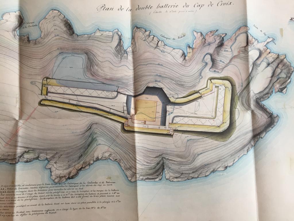 Place de Marseille, projets pour 1860-1861. Plan de la batterie du Cap de Croix, 1861.