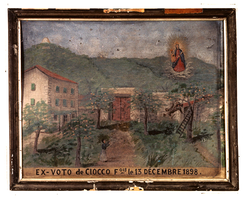 ex-voto, tableau : Chute d'un homme tombant d'un arbre, François Ciocco