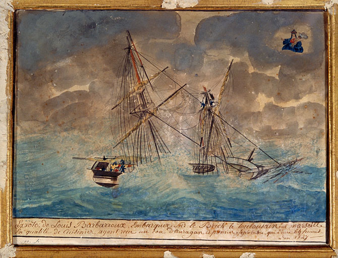 tableau, ex-voto : Bateau dans la tempête (N° 1)