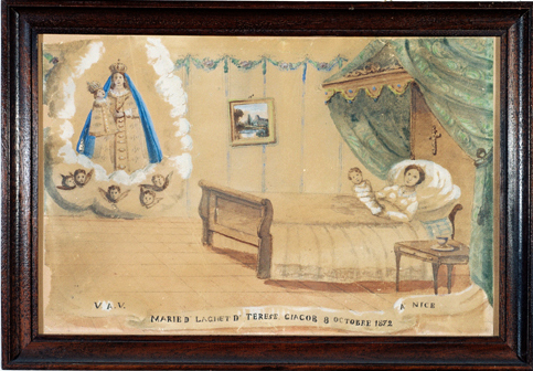 ex-voto, tableau : Demande de guérison d'une accouchée, Terese Giacob