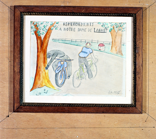 ex-voto, tableau : Accident de moto contre un arbre