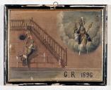 ex-voto, tableau : Chute d'une fillette tombant d'un escalier dans la rue