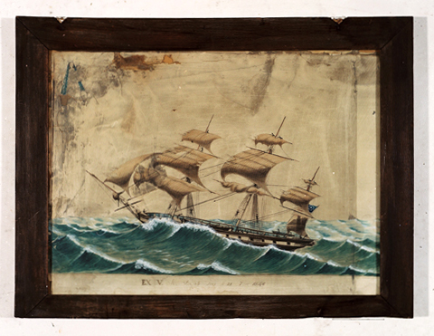 ex-voto, tableau : Bateau dans la tempête, voeu de Joseph Brès