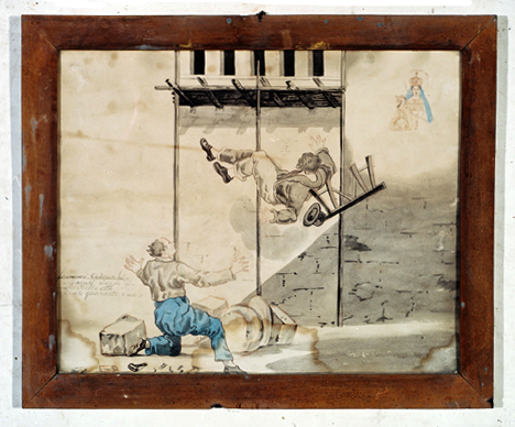 ex-voto, tableau : Chute d'un ouvrier tombant d'un échafaudage, Francesco Guivaschi