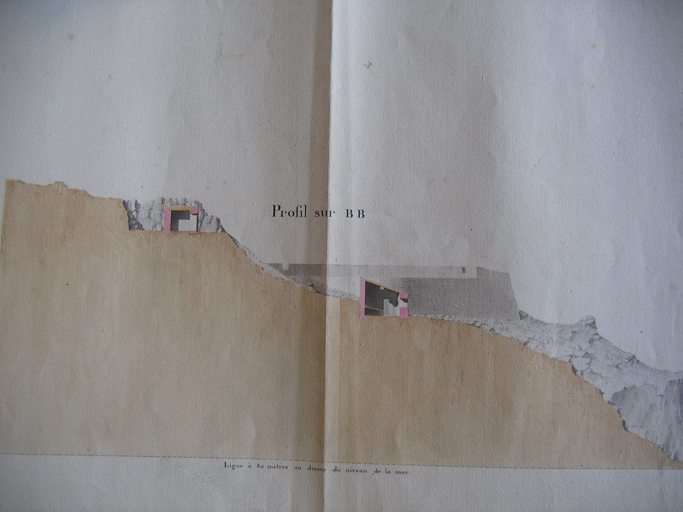 Plan et coupes de la batterie du Cap Sicié, 1818. Détail : coupe.
