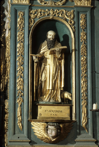 groupe sculpté : Saint Antoine abbé