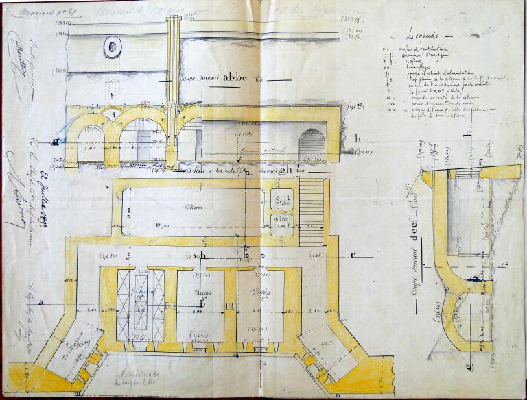 [Fort du Pipaudon. Plan et coupes du projet pour l'avancée], 1893.