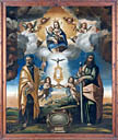 tableau : L'Adoration du Saint-Sacrement par saint Pierre et saint Paul en présence de la Vierge à l'Enfant