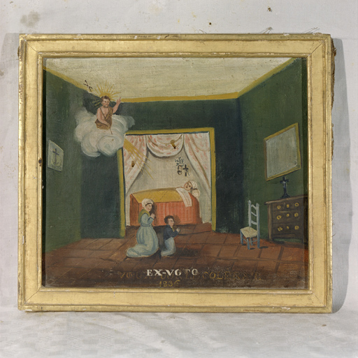 ensemble de 2 tableaux, ex-voto : Guérison d'une femme, Guérison d'un homme, cadres