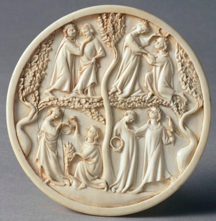 Valve appartenant à une paire, conservée au Musée du Louvre sous le numéro d'inventaire : MRR 197, ivoire, vers 1310-1320.