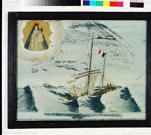 ex-voto, tableau : Bateau dans la tempête, voeu de Jean-Baptiste