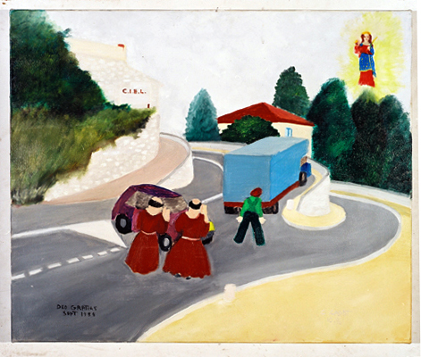 ex-voto, tableau : Accident sur une route de montagne