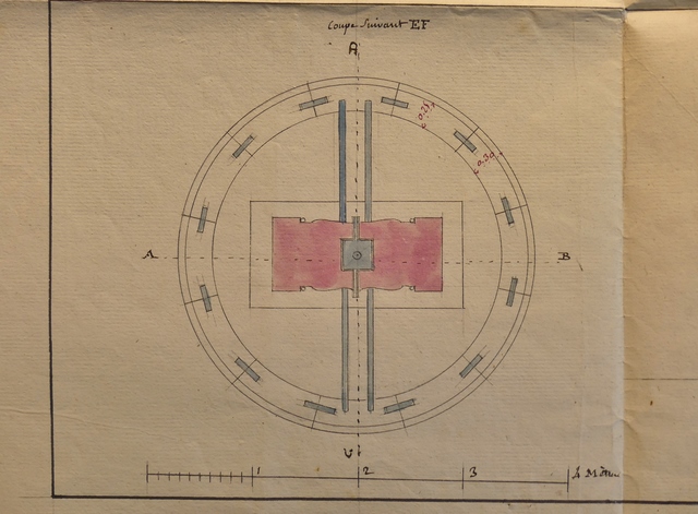 [Projet de fontaine, coupe de dessus, 1805.]