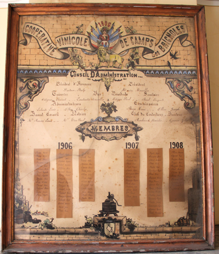 tableau du Conseil d'administration de la Coopérative vinicole de Camps-les-Brignoles