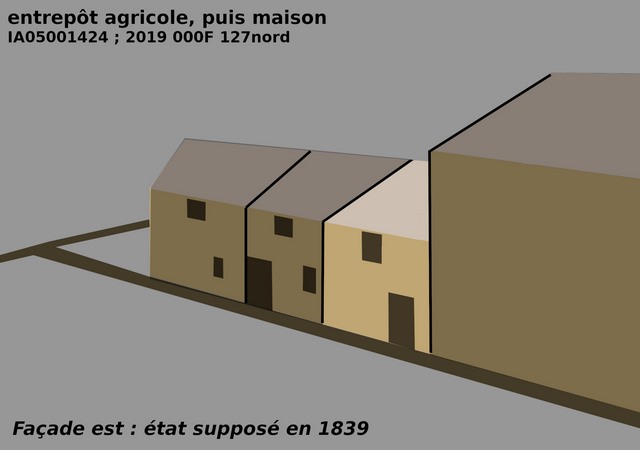 Façade est, état supposé en 1839.