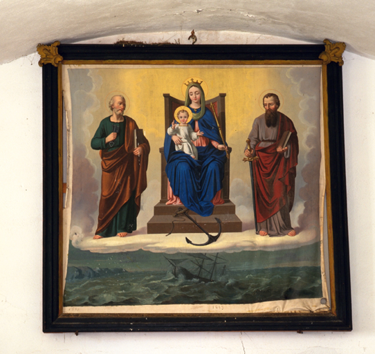 tableau, ex-voto : Notre-Dame du Bon Secours entourée de saint Pierre et de saint Paul