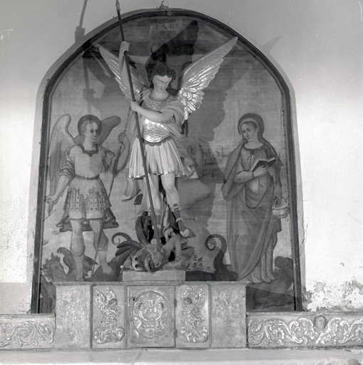 tableau : Christ en croix avec saint Michel et sainte Marthe