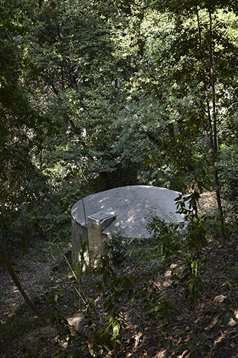 Bois de jardin (vue plongeante sur la citerne cylindrique).