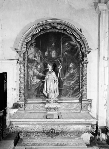 Ensemble de l'autel secondaire de saint Éloi : autel, gradin d'autel et retable