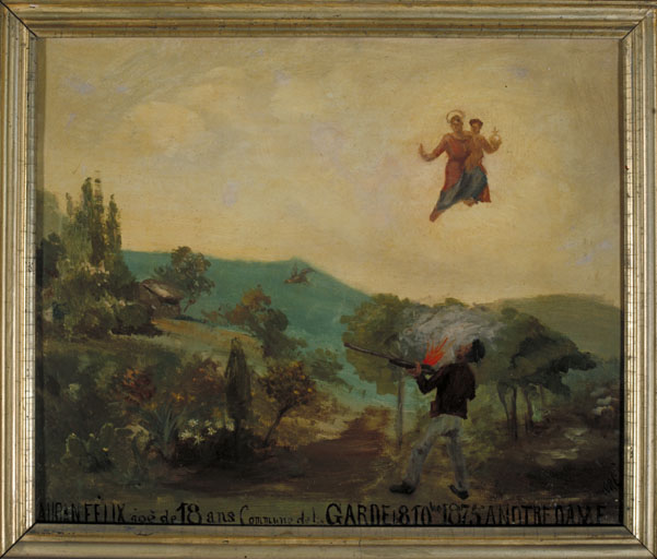 tableau, ex-voto : Accident de chasse de Félix Auban