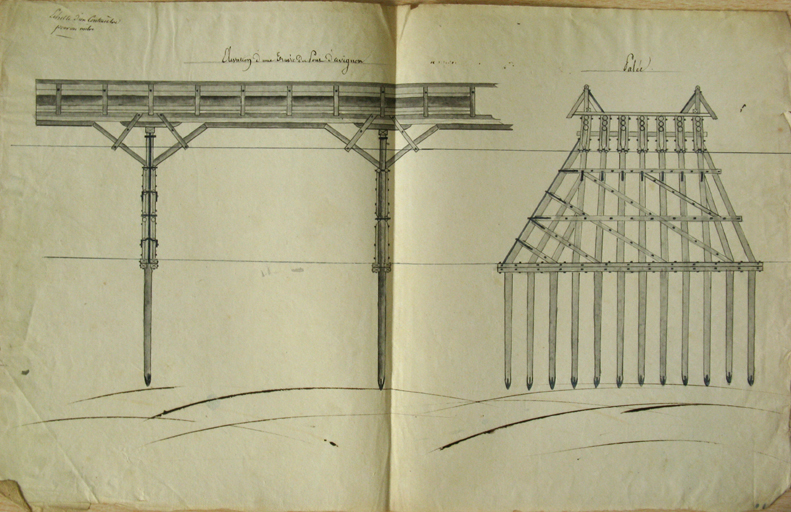 pont de bois d'Avignon dit aussi pont de chevalets ou pont Bonaparte