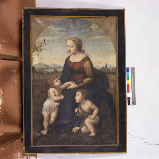 Tableau : Vierge à l'Enfant avec le petit saint Jean Baptiste dit La Belle Jardinière