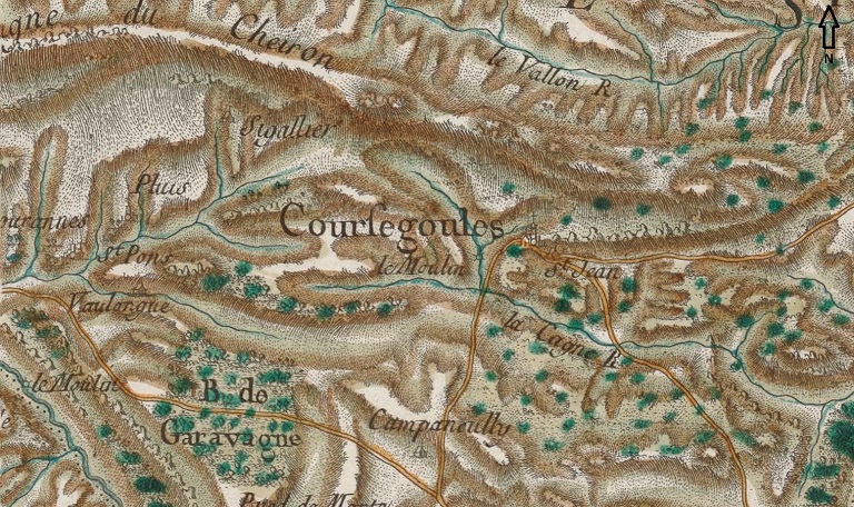  Carte de France dite carte de Cassini [n° 168, feuille 147, 1780 : Coursegoules].