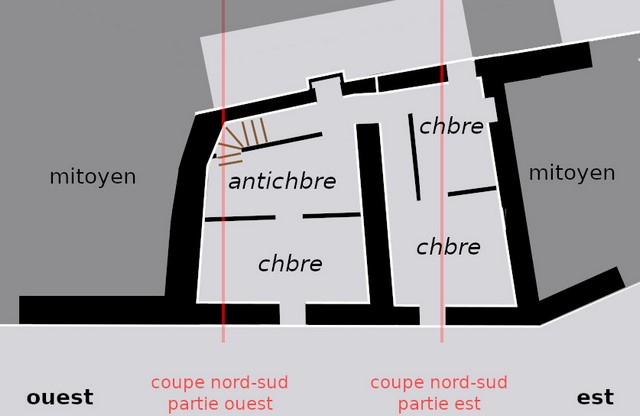 Plan schématique du bâtiment : premier étage.