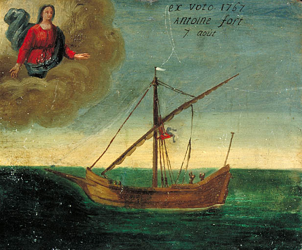 tableau, ex-voto : Chute d'Antoine Fort du mât d'un bateau