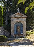 Oratoire de chemin et statue : la Vierge à l'Enfant