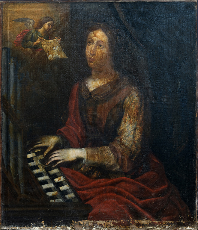 Tableau : sainte Cécile jouant de l'orgue