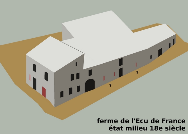 État hypothétique du bâtiment : milieu du 18e siècle.