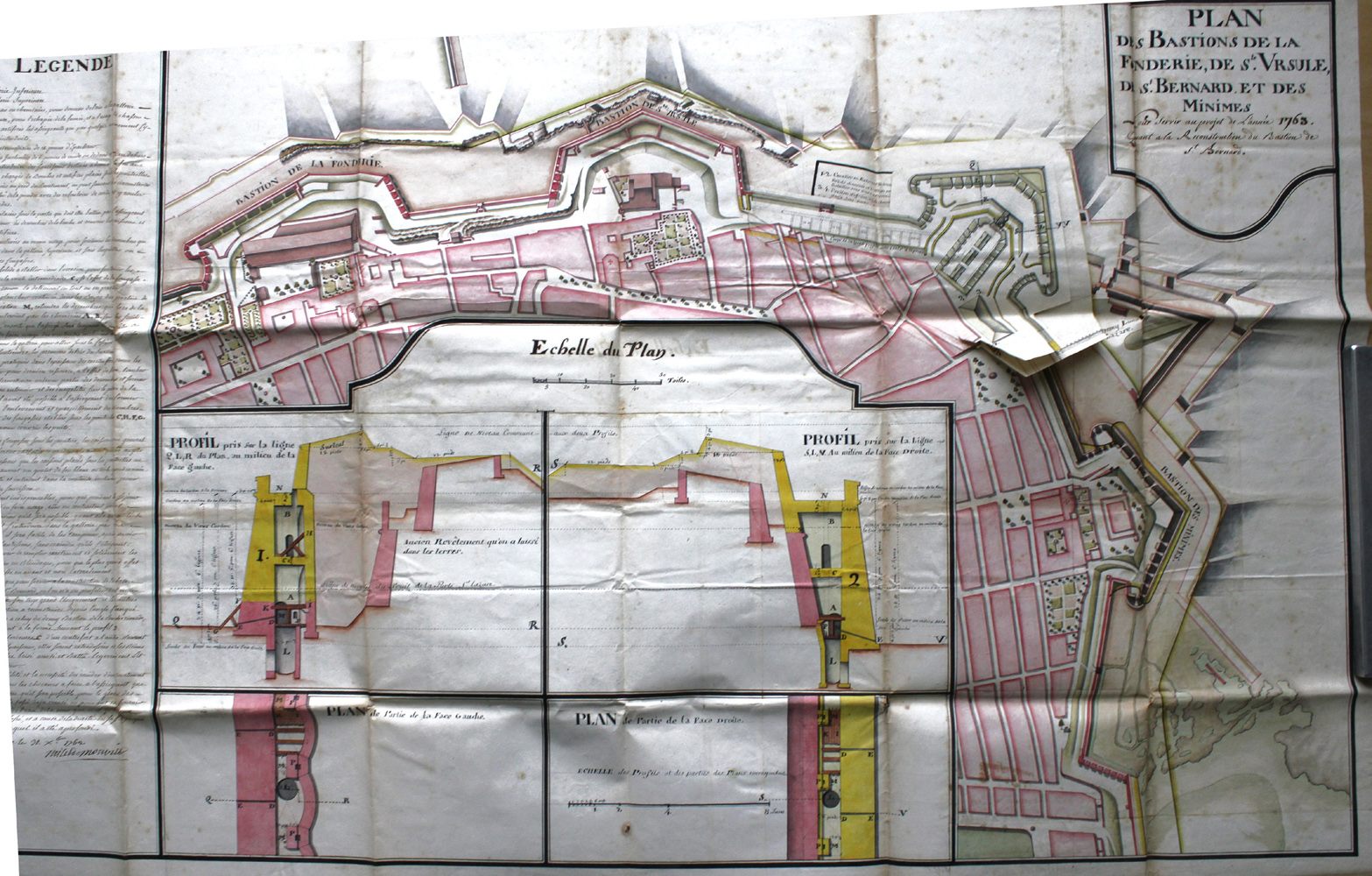 Plan des Bastions de la Fonderie, de Ste-Ursule, de St-Bernard et des Minimes pour servir au projet de l'année 1763. 1762.