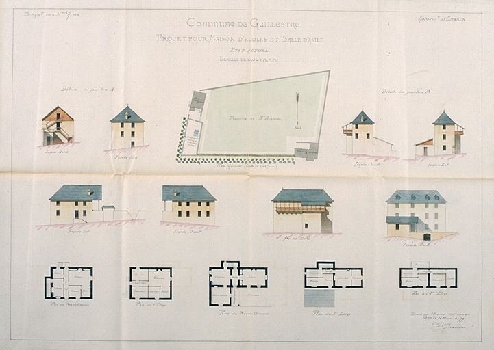 groupe scolaire mixte, mairie, tribunal