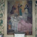tableau (tableau d'autel) : Saint Joseph, saint François d'Assise et la bienheureuse Emilie apparaissant à un agonisant