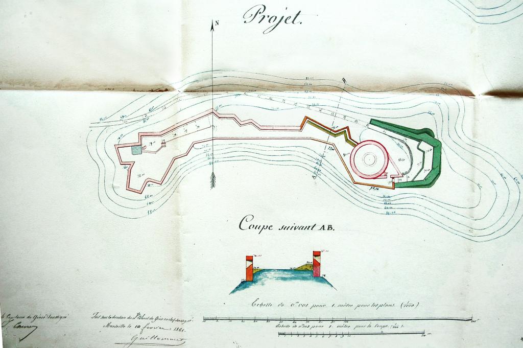 [Plan du fort de Pomègues pour l'achèvement des murs d'enceinte],1861.
