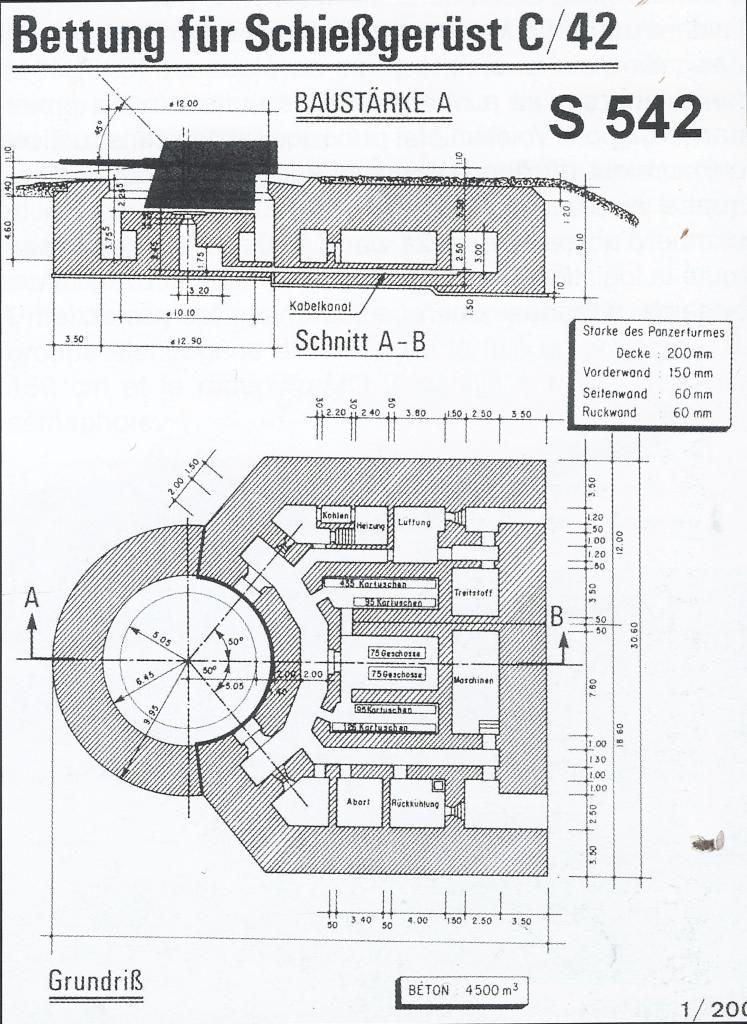 [Plan allemand d'une casemate à tourelle Regelbau S 542]
