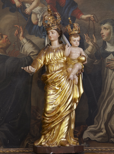 Statue de procession (petite nature) : Vierge à l'Enfant dite Notre-Dame-de-la-Fleur