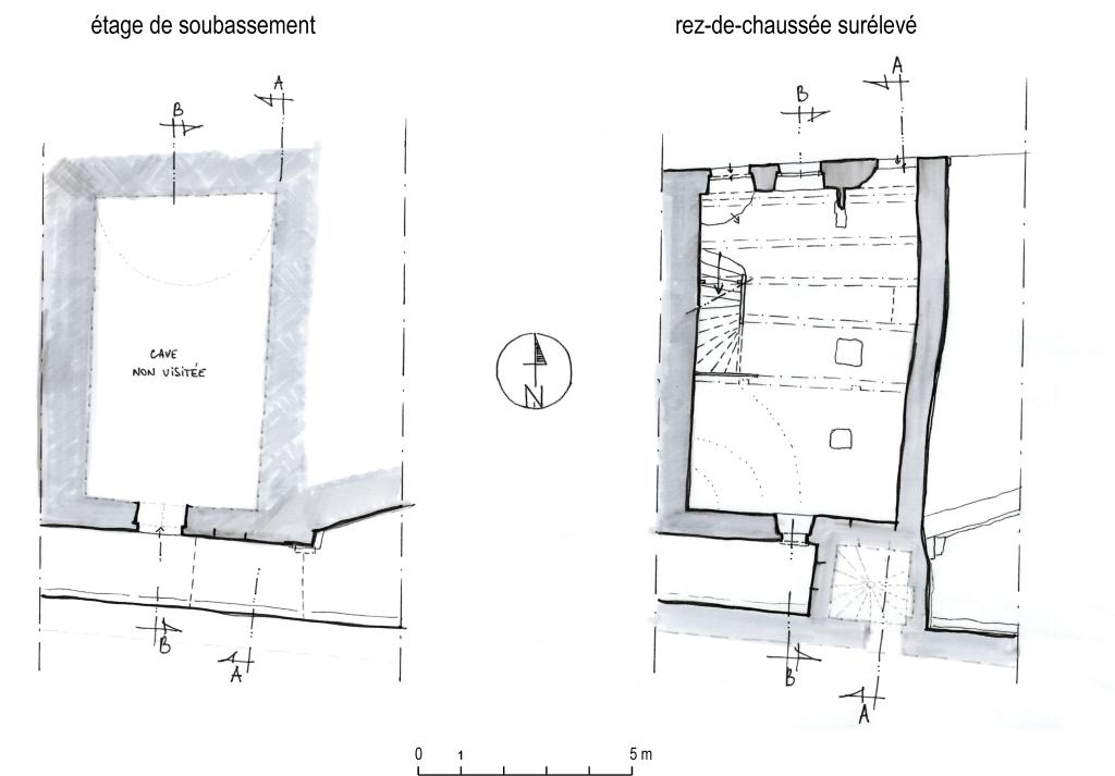 Plans : étage de soubassement et rez-de-chaussée surélevé.