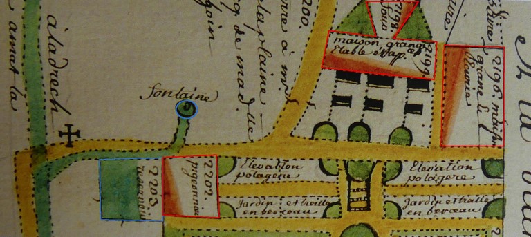 Plans visuels de la terre et seigneurie du Bourg de Ribiers, 1755. Détail du plan 44.