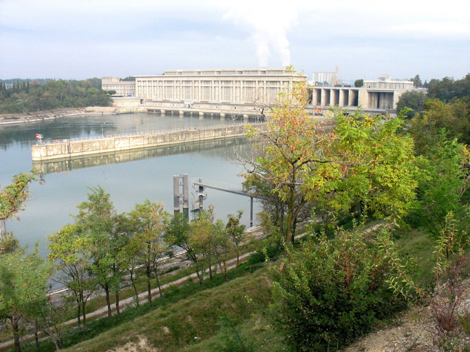 usine-barrage André-Blondel, écluse saint-Pierre de Bollène, pont routier