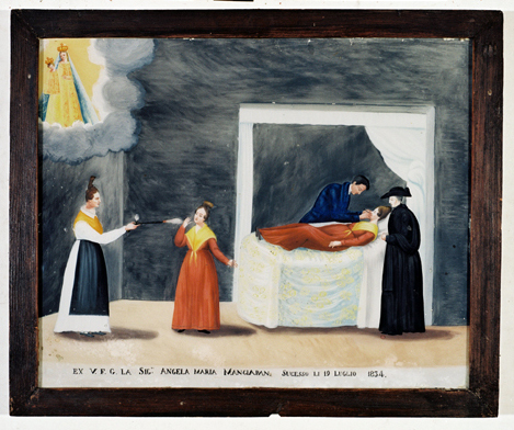 ex-voto, tableau : Femme miraculée d'une tentative de meurtre, Angela Maria Mangapian