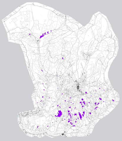 Commune de Rosans. Localisation des parcelles de vignes mentionnées dans le cadastre de 1839, reportées sur le cadastre de 2022 (échelle d'origine 1/25 000e).