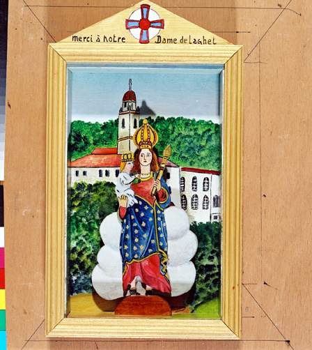 ex-voto, tableau : Vierge de Laghet devant le sanctuaire