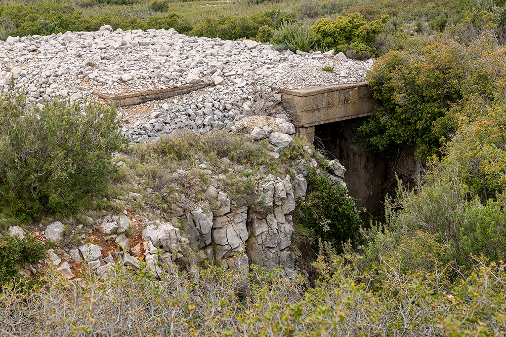 Cuve n°1 de la batterie principale, tranchée et entrée de l'abri enterré