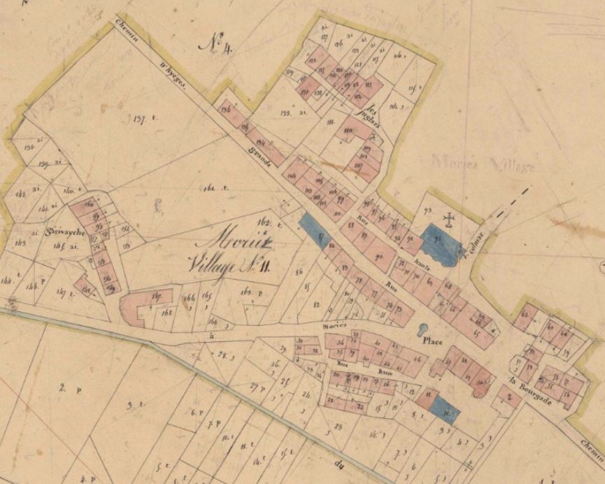 Plan d'ensemble d'après le cadastre napoléonien de 1838, section B4.