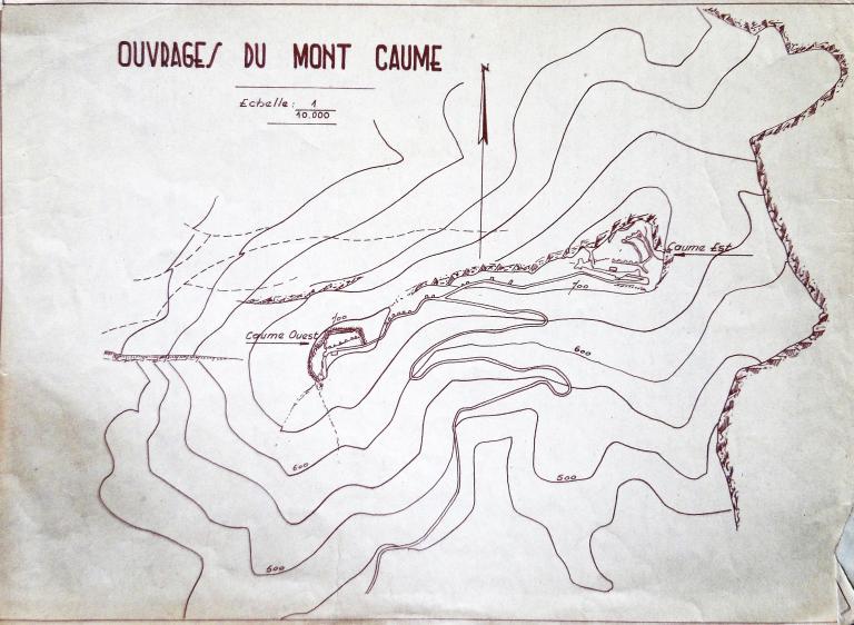 Ouvrages du Mont Caume. [Plan général de situation des deux ouvrages Est et Ouest]. [début du 20e siècle]