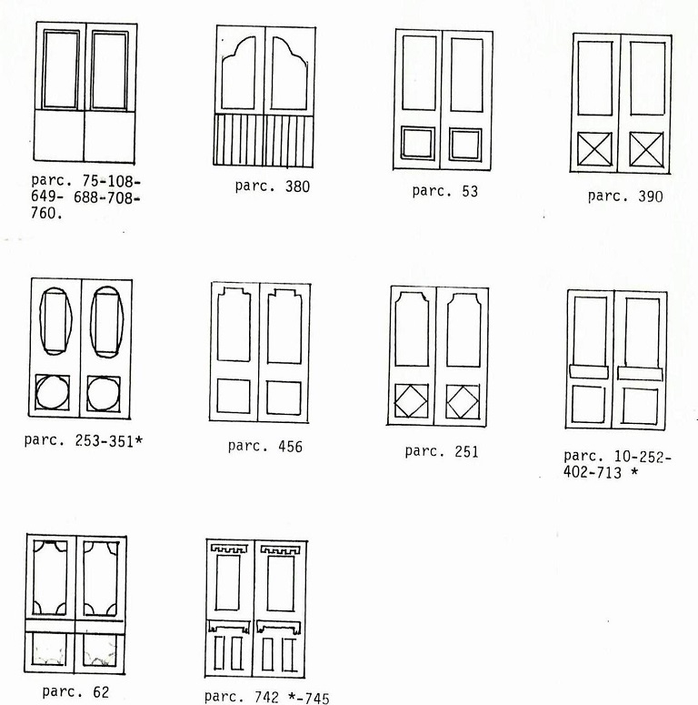 Menuiseries des portes de logis. Porte à deux vantaux (1).