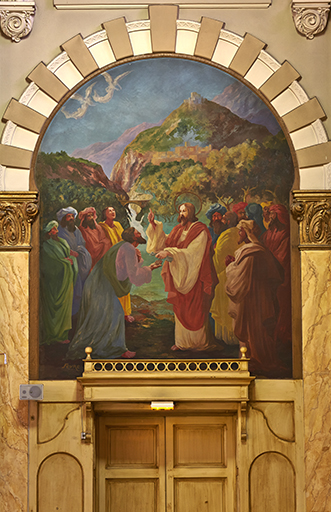Ensemble de 2 peintures monumentales : La Tradition des clefs à saint Pierre et La Cène